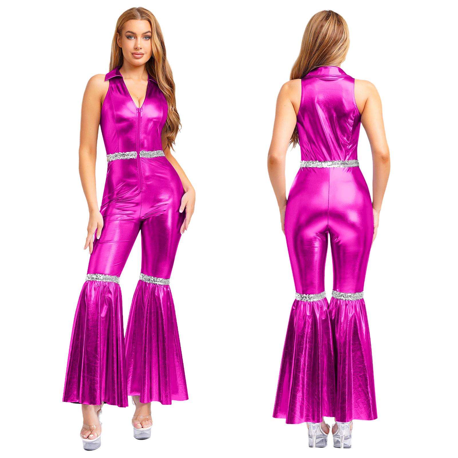 Женский диско-комбинезон 70-х - Комбинезон без рукавов с V-образным вырезом и лацканами, с пайетками и брюками-клеш для ретро-вечеринки S
Женский диско-комбинезон 70-х - Комбинезон без рукавов с V-образным вырезом и лацканами, с пайетками и брюками-клеш для ретро-вечеринки S