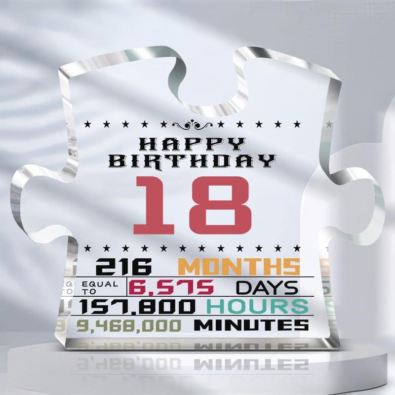 Акрилова табличка-пазл на 18-й День народження - З Днем народження 18 з дизайном Зірка та Серце, Декорації для вечірки для дівчат і хлопчиків, Прикраса для святкування | Зірка 10*8cm
Акрилова табличка-пазл на 18-й День народження - З Днем народження 18 з дизайном Зірка та Серце, Декорації для вечірки для дівчат і хлопчиків, Прикраса для святкування | Зірка 10*8cm