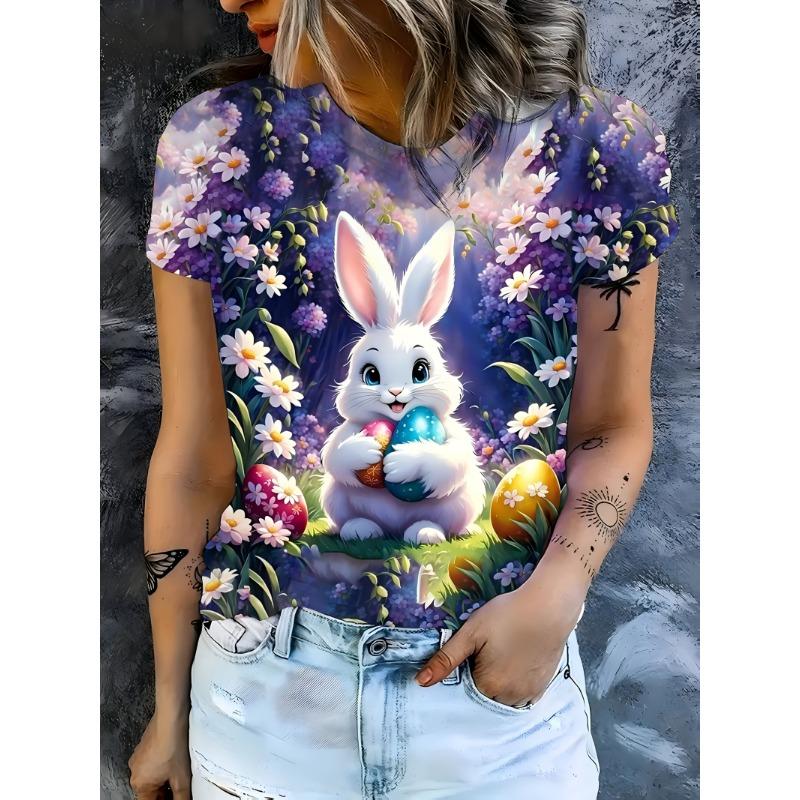 Ladies Easter Bunny and Flower 3D Printed T-shirt - Soft Spring Short Sleeve Round Neck Loose Casual Top S
Ladies Easter Bunny and Flower 3D Printed T-shirt - Soft Spring Short Sleeve Round Neck Loose Casual Top S