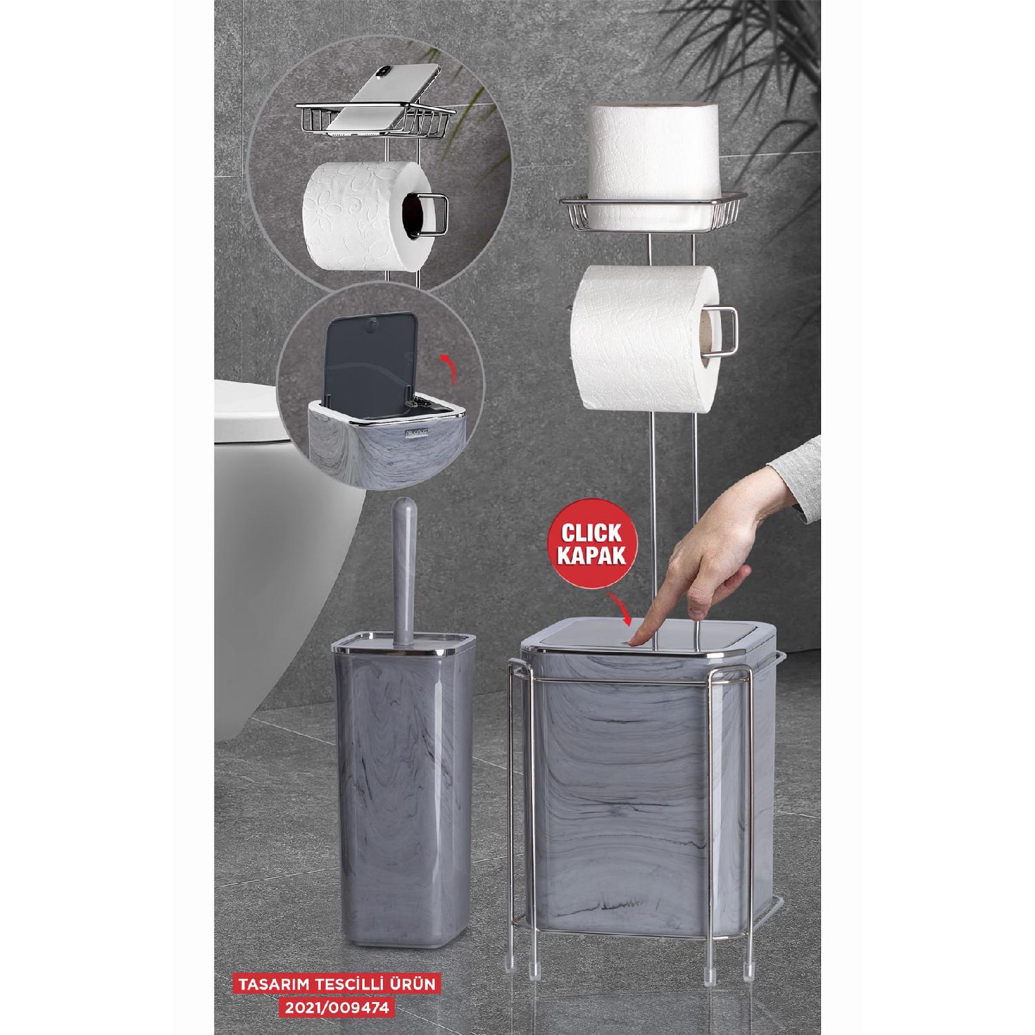 Хромированный держатель для туалетной бумаги - квадратный мраморный узорчатый мусорный бак и набор туалетных щеток
Хромированный держатель для туалетной бумаги - квадратный мраморный узорчатый мусорный бак и набор туалетных щеток