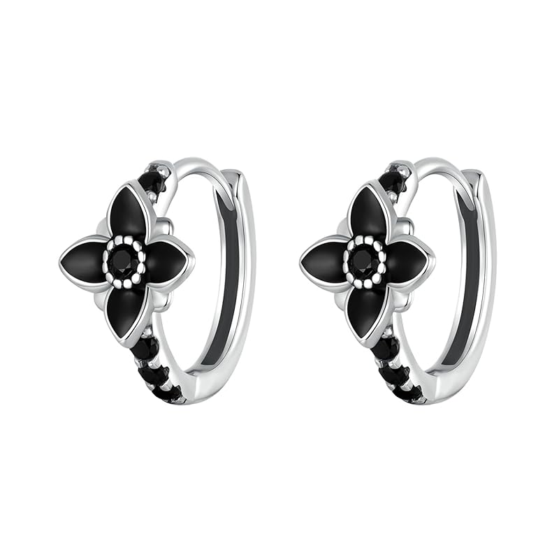 Rockyu earrings ladies silver flower motif 925 pure silver black onyx hoop design commuting casual present birthday Christmas
Rockyu earrings ladies silver flower motif 925 pure silver black onyx hoop design commuting casual present birthday Christmas