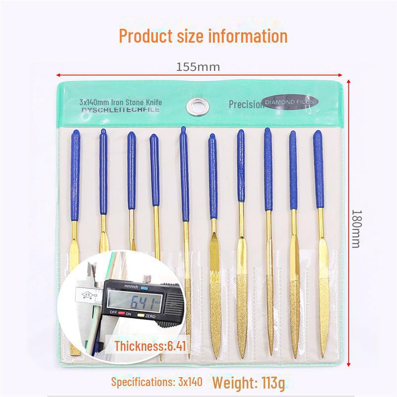Набор алмазных надфилей с титановым покрытием премиум-класса (3/4/5мм) - Износостойкие шлифовальные и полировальные инструменты
Набор алмазных надфилей с титановым покрытием премиум-класса (3/4/5мм) - Износостойкие шлифовальные и полировальные инструменты