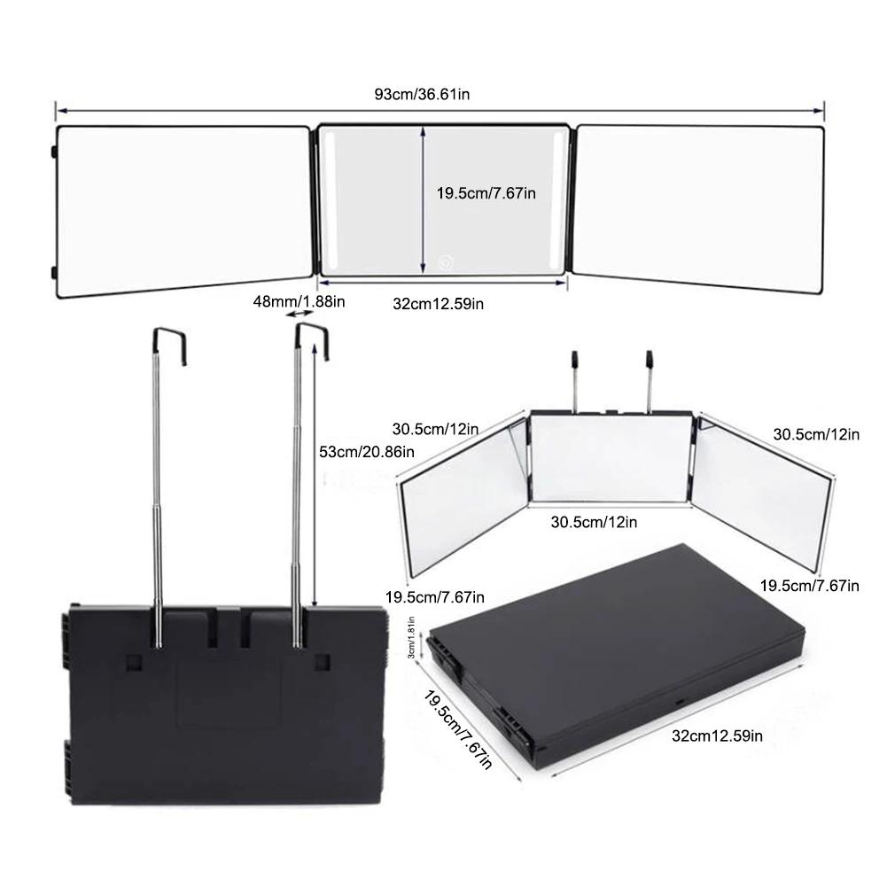 3-стороннее зеркало со светодиодной подсветкой, складное зеркало с тремя сторонами и подсветкой, зеркало для стрижки волос на 360 градусов, регулируемый инструмент для укладки и самостоятельной стрижки
3-стороннее зеркало со светодиодной подсветкой, складное зеркало с тремя сторонами и подсветкой, зеркало для стрижки волос на 360 градусов, регулируемый инструмент для укладки и самостоятельной стрижки