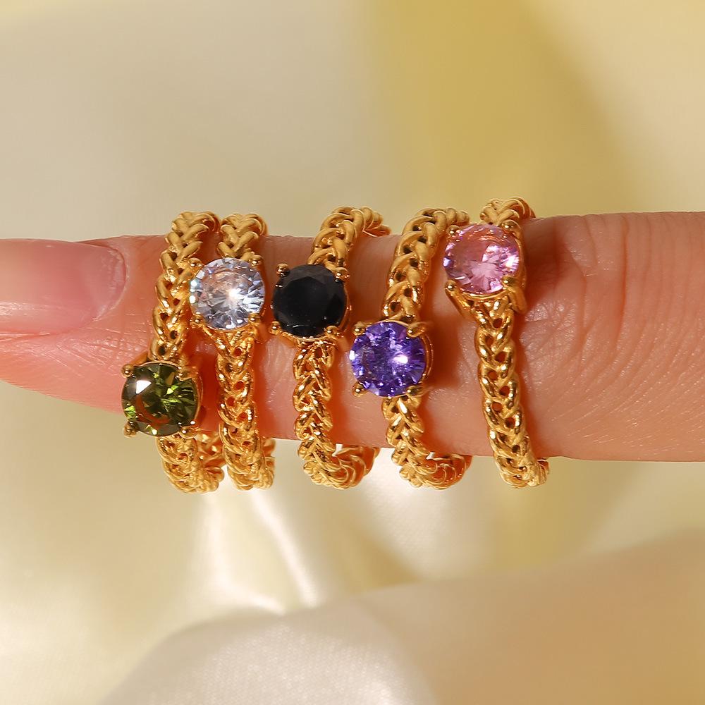 INS Women s 18K Gold Stainless Steel Adjustable Ring with Round Zircon & Wheat Ear Weave Design.
INS Women s 18K Gold Stainless Steel Adjustable Ring with Round Zircon & Wheat Ear Weave Design.