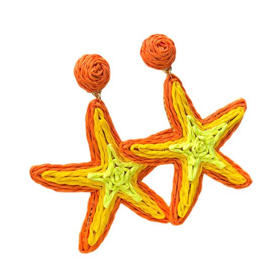 1 Pair Women Earrings Raffia Handmade Texture Contrasting Color Marine Style Star Design Drop Earrings Versatile Accessories
1 Pair Women Earrings Raffia Handmade Texture Contrasting Color Marine Style Star Design Drop Earrings Versatile Accessories