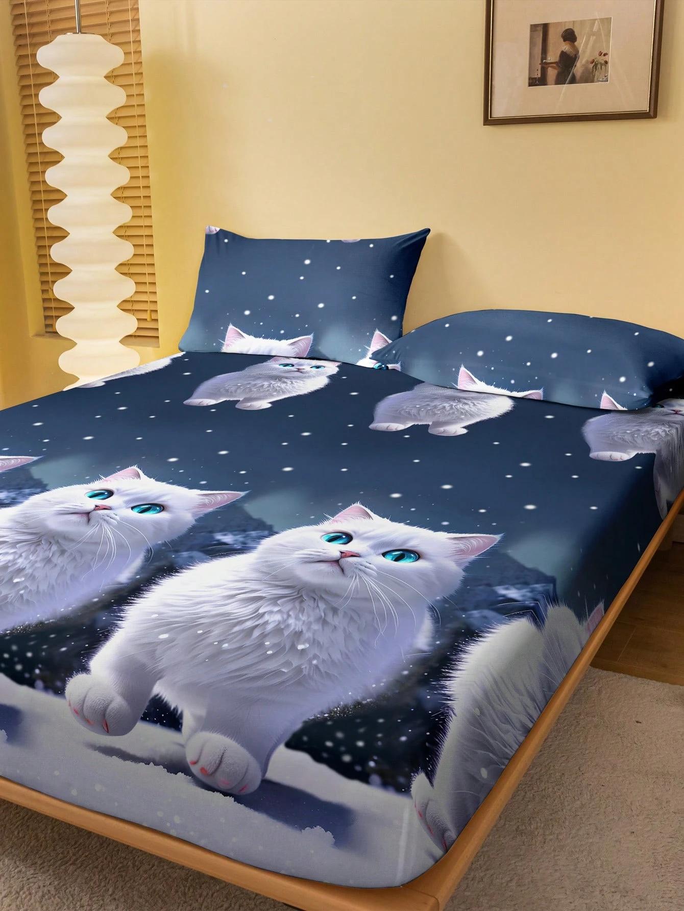 3PCS Hyper-Realistic Cat Portrait Fitted Sheet Set, Soft Machine Washable With 2 Pillowcases, Cute Print Fashionable Room Decor 200x220x25cm
3PCS Hyper-Realistic Cat Portrait Fitted Sheet Set, Soft Machine Washable With 2 Pillowcases, Cute Print Fashionable Room Decor 200x220x25cm