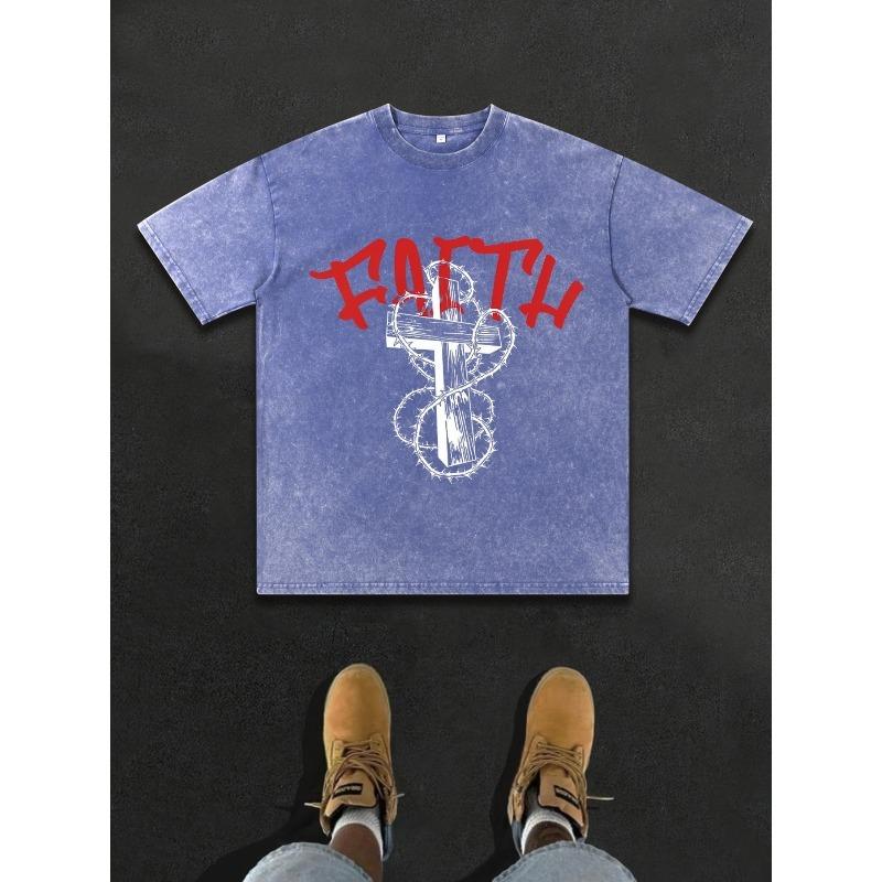 European Size Men S Vintage Washed Christian Faith Graphic T-Shirt - Oversized Relaxed Fit Water-Washed with Distressed Cross & Baph Print L синій
European Size Men S Vintage Washed Christian Faith Graphic T-Shirt - Oversized Relaxed Fit Water-Washed with Distressed Cross & Baph Print L синій