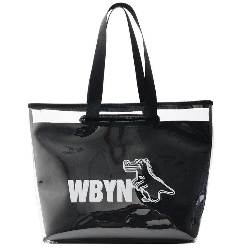 Летняя мода, новая корейская версия, прозрачная желейная сумка, женская сумка в иностранном стиле, большая вместительная сумка на плечо чёрный