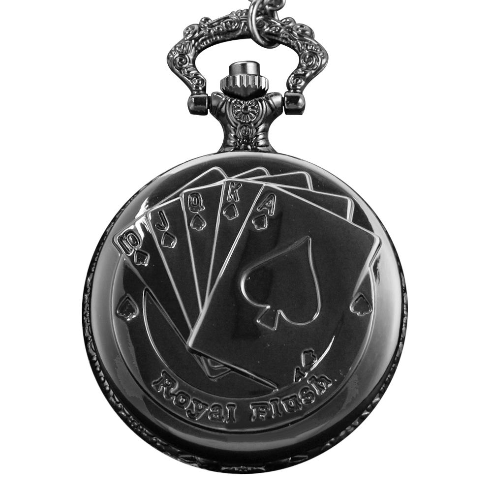 Black Casino Magician Playing Card Quartz Pocket Watch Fashion Pendant Necklace Male and Female Students Festival Gift
Black Casino Magician Playing Card Quartz Pocket Watch Fashion Pendant Necklace Male and Female Students Festival Gift