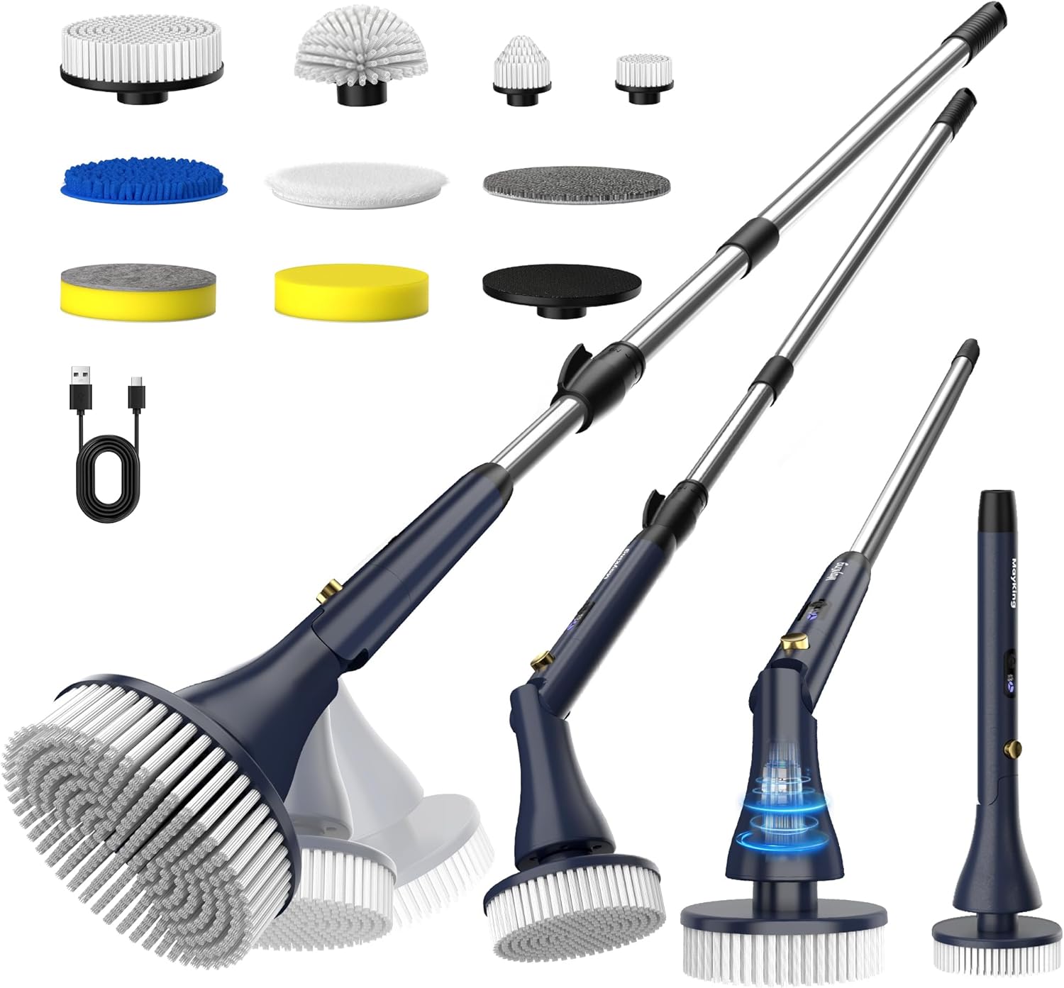 Electric Spin Scrubber with 9 Brush Heads, 3-Angle & 4-Length Adjustable Cordless Power Scrubber, 3-Speed & Battery LED United States
Electric Spin Scrubber with 9 Brush Heads, 3-Angle & 4-Length Adjustable Cordless Power Scrubber, 3-Speed & Battery LED United States