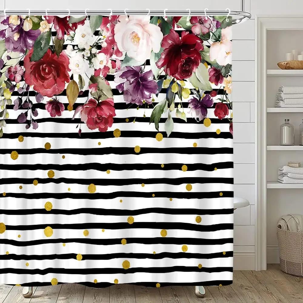 Spring Pink Cherry Blossoms Burgundy Flower Fabric Shower Curtain Leaves Tree Branch Cherry Floral Bathroom Decor Set Waterproof W60H190(CM)-1 Pcs
Spring Pink Cherry Blossoms Burgundy Flower Fabric Shower Curtain Leaves Tree Branch Cherry Floral Bathroom Decor Set Waterproof W60H190(CM)-1 Pcs