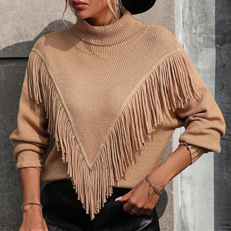 IHUASU Осенне-зимний женский свободный свитер с кисточками, вязаный свитер с высоким воротом XL хаки
IHUASU Осенне-зимний женский свободный свитер с кисточками, вязаный свитер с высоким воротом XL хаки