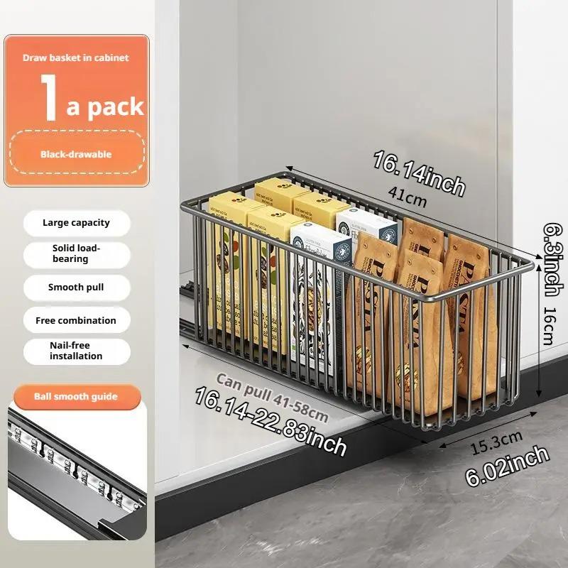 Pull Out Kitchen Storage Basket with Rails Carbon Steel Rustproof Pantry Organizer Cabinet Organizer Rack for Under Sink Estante чёрный
Pull Out Kitchen Storage Basket with Rails Carbon Steel Rustproof Pantry Organizer Cabinet Organizer Rack for Under Sink Estante чёрный