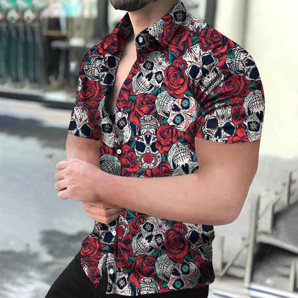 Summer Fashion Shirts For Men Streetwear Floral Horror Skull Print Shirt Summer Harajuku Womens Clothes Blouse Camisa Masculino S
Summer Fashion Shirts For Men Streetwear Floral Horror Skull Print Shirt Summer Harajuku Womens Clothes Blouse Camisa Masculino S