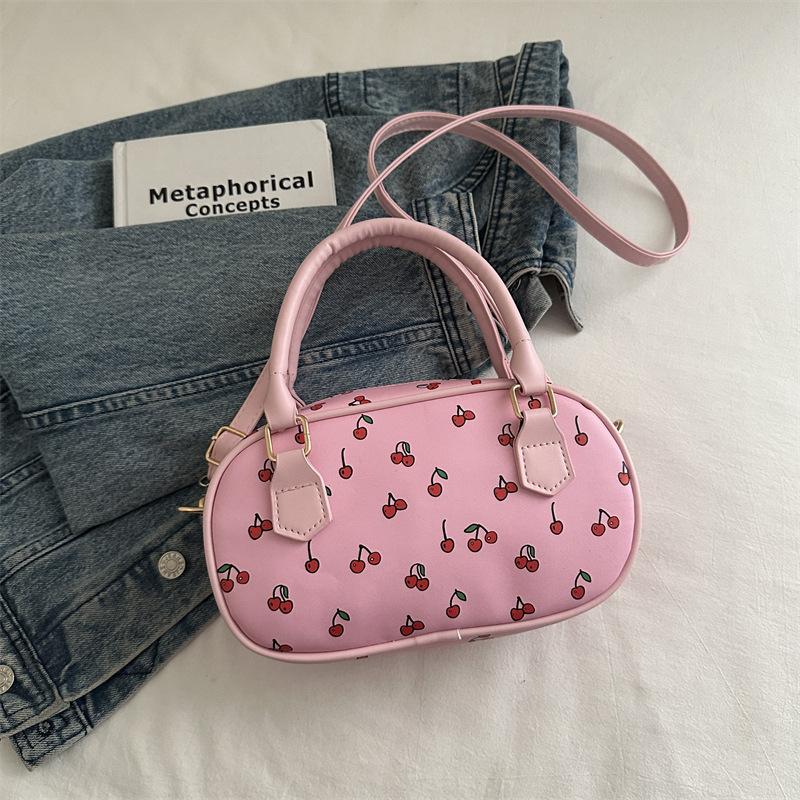 2025 лето новая вишня портативная модная сумка сумка большая вместимость милая сумка-подушка на плечо для通勤 розовый