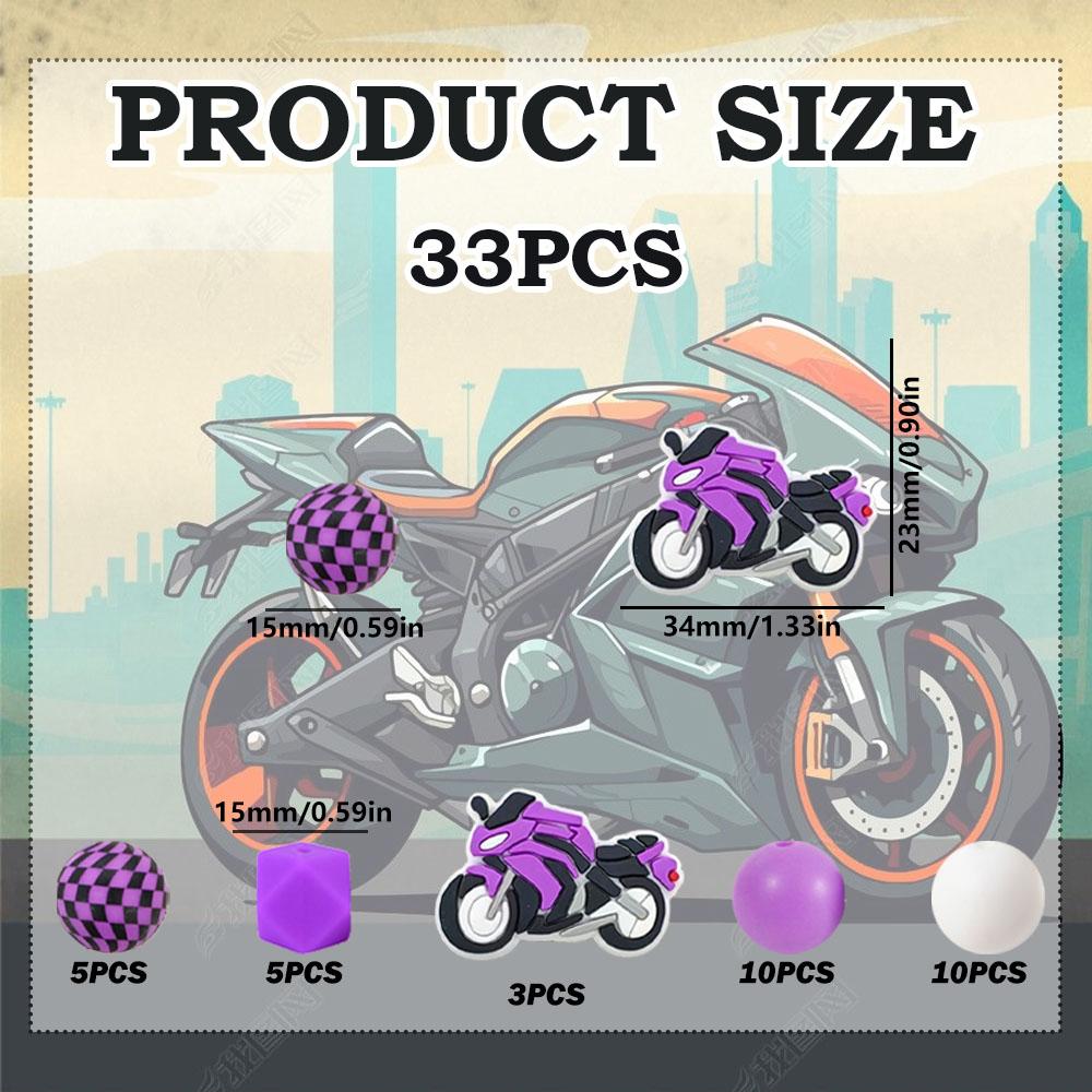 33PCS 7-color motorcycle series silicone bead set, perfect for DIY handmade crafts such as keychains, necklaces, bracelets, etc
33PCS 7-color motorcycle series silicone bead set, perfect for DIY handmade crafts such as keychains, necklaces, bracelets, etc
