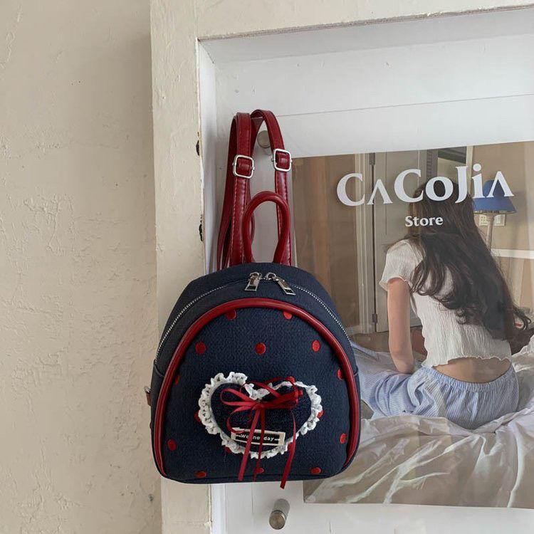 Japanese Sweet Cute Bow Backpack Women Polka Dot Lace Small Capacity Handbag Ladies Harajuku Style Navy Blue Mochilas Mujer 2025 17x18x7cm
Japanese Sweet Cute Bow Backpack Women Polka Dot Lace Small Capacity Handbag Ladies Harajuku Style Navy Blue Mochilas Mujer 2025 17x18x7cm