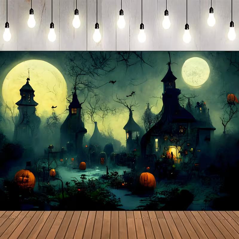 2D Spooky Foggy Haunted Town Backdrop Witch Houses Jack-O-Lanterns Wall Decor 47.2x31.5inch/120*80cm
2D Spooky Foggy Haunted Town Backdrop Witch Houses Jack-O-Lanterns Wall Decor 47.2x31.5inch/120*80cm