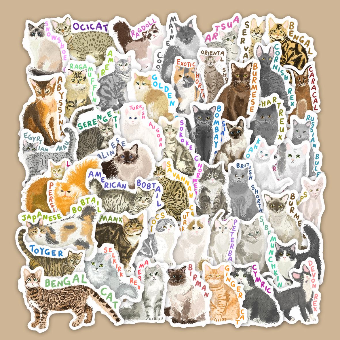 50pcs Waterproof Hand-Painted Cat Stickers for Scrapbooking, Notebook, and Luggage Decoration
50pcs Waterproof Hand-Painted Cat Stickers for Scrapbooking, Notebook, and Luggage Decoration