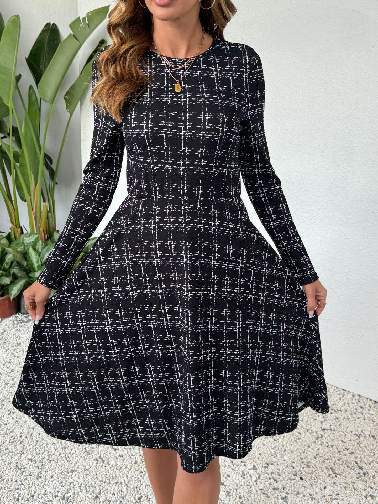 2026 Elegant Plaid Long Sleeve Cinched Waist Dress for Spring/Autumn Small чёрный
2026 Elegant Plaid Long Sleeve Cinched Waist Dress for Spring/Autumn Small чёрный