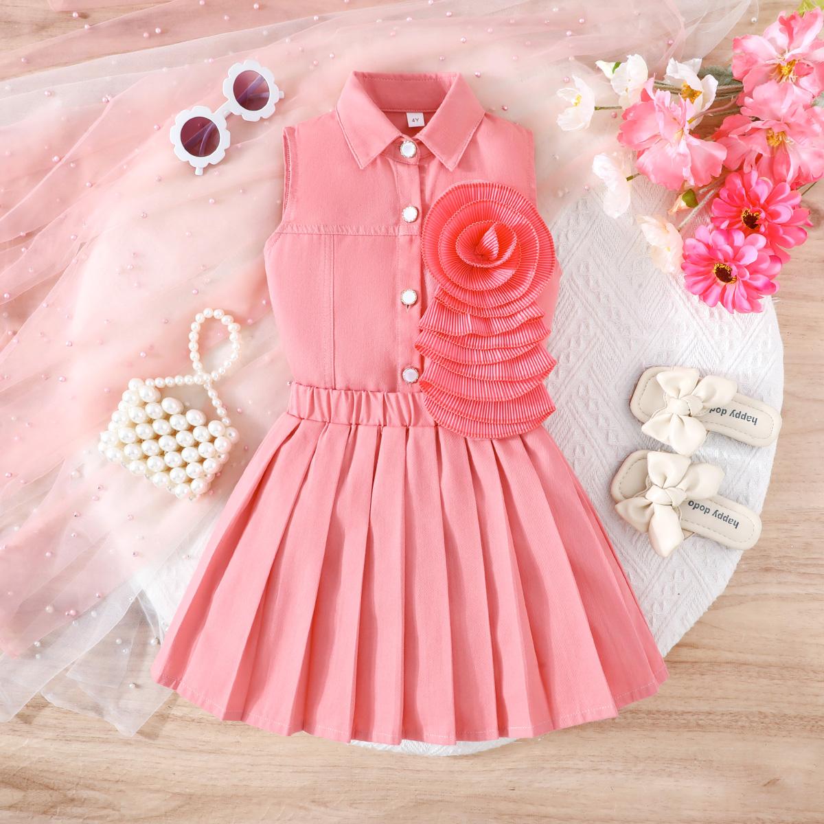 Kids Denim Shirt Dress, Sleeveless Collared Style with Large 3D Flower and Pleated Skirt 2-3Y вишневый розовый
Kids Denim Shirt Dress, Sleeveless Collared Style with Large 3D Flower and Pleated Skirt 2-3Y вишневый розовый