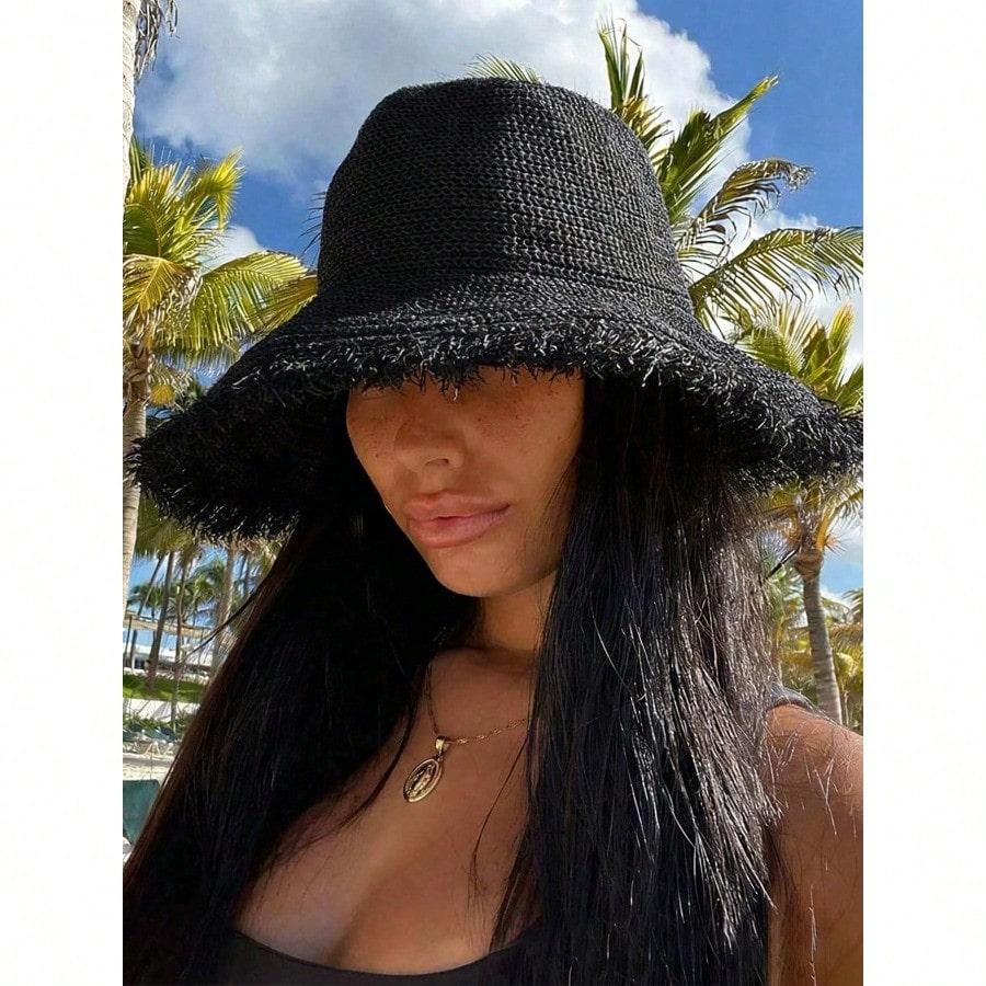 1pc Women s Straw Hat, Large Brim Sun Hat For Beach, Travel, Vacation, UV Protection, Spring/Summer чорний
1pc Women s Straw Hat, Large Brim Sun Hat For Beach, Travel, Vacation, UV Protection, Spring/Summer чорний