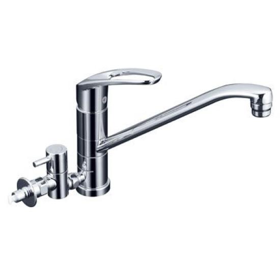 KVK Kitchen Faucet with Rotating Branch Port Water and Valve KM5041HTTU Single-Lever (Hot Supply) Shut-Off
KVK Kitchen Faucet with Rotating Branch Port Water and Valve KM5041HTTU Single-Lever (Hot Supply) Shut-Off