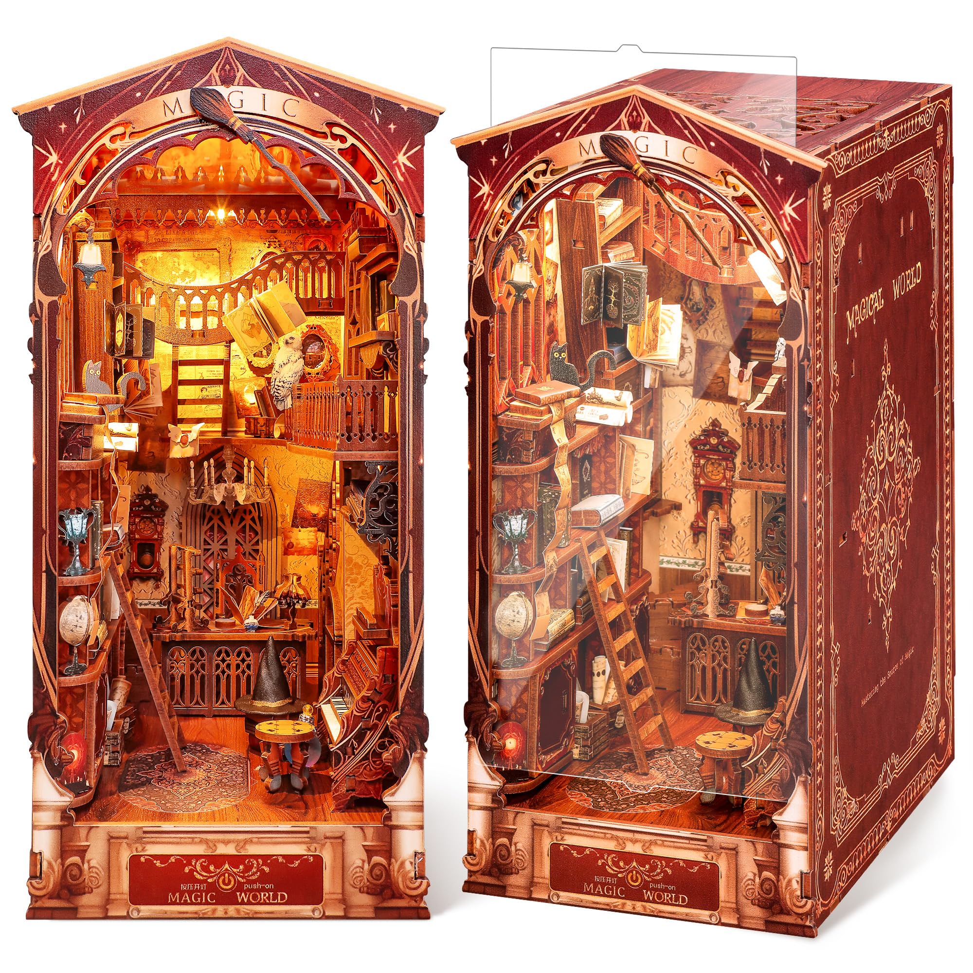 FUNPOLA 3D Puzzle Book Nook Kit Booknook Wooden Puzzle DIY Miniature Dollhouse with LED Light Book shelf Holder Bookends Bookstand Display Craft Set
FUNPOLA 3D Puzzle Book Nook Kit Booknook Wooden Puzzle DIY Miniature Dollhouse with LED Light Book shelf Holder Bookends Bookstand Display Craft Set