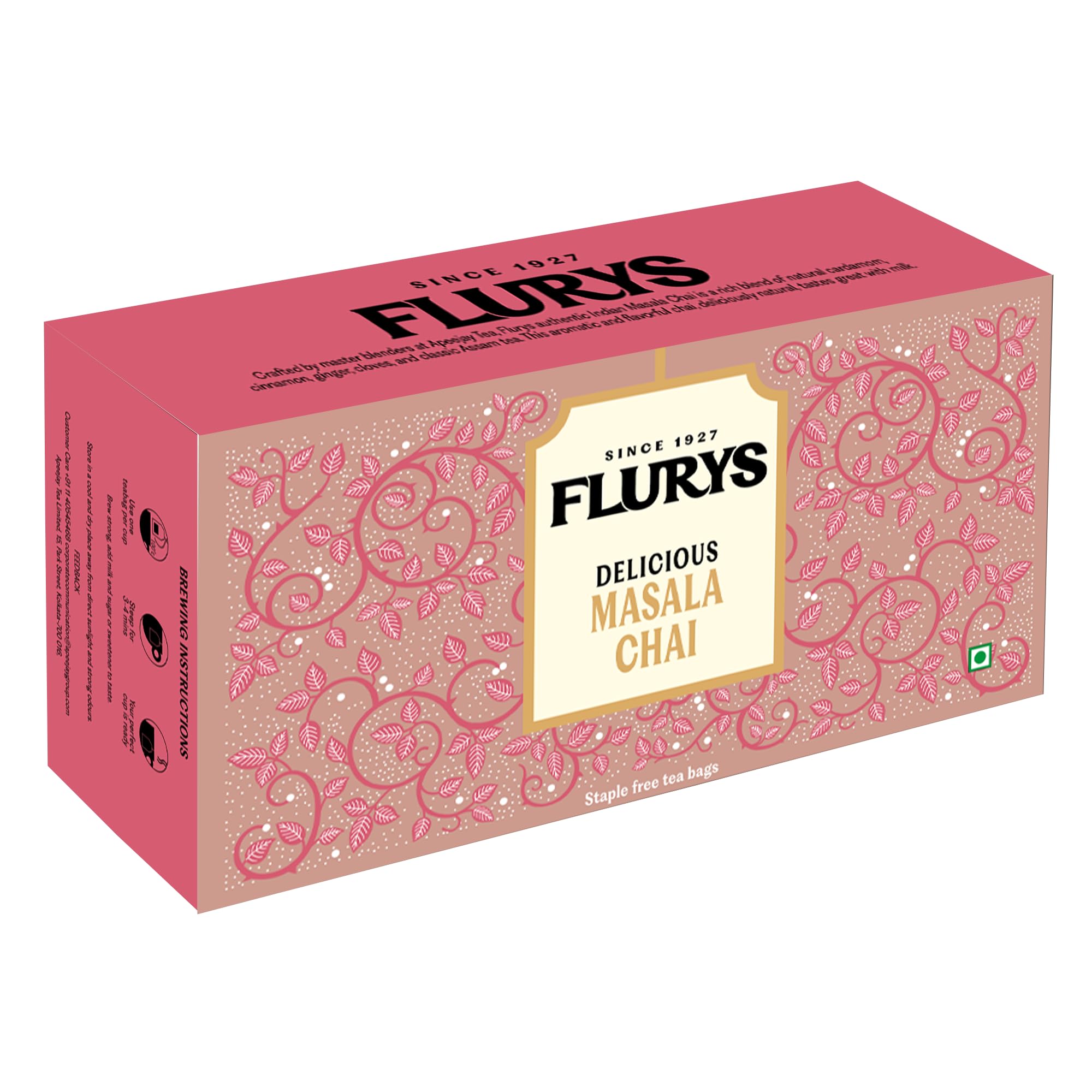 Flurys Delicious Masala 100 Envelop Tea Bags, 200 Grams
Flurys Delicious Masala 100 Envelop Tea Bags, 200 Grams
