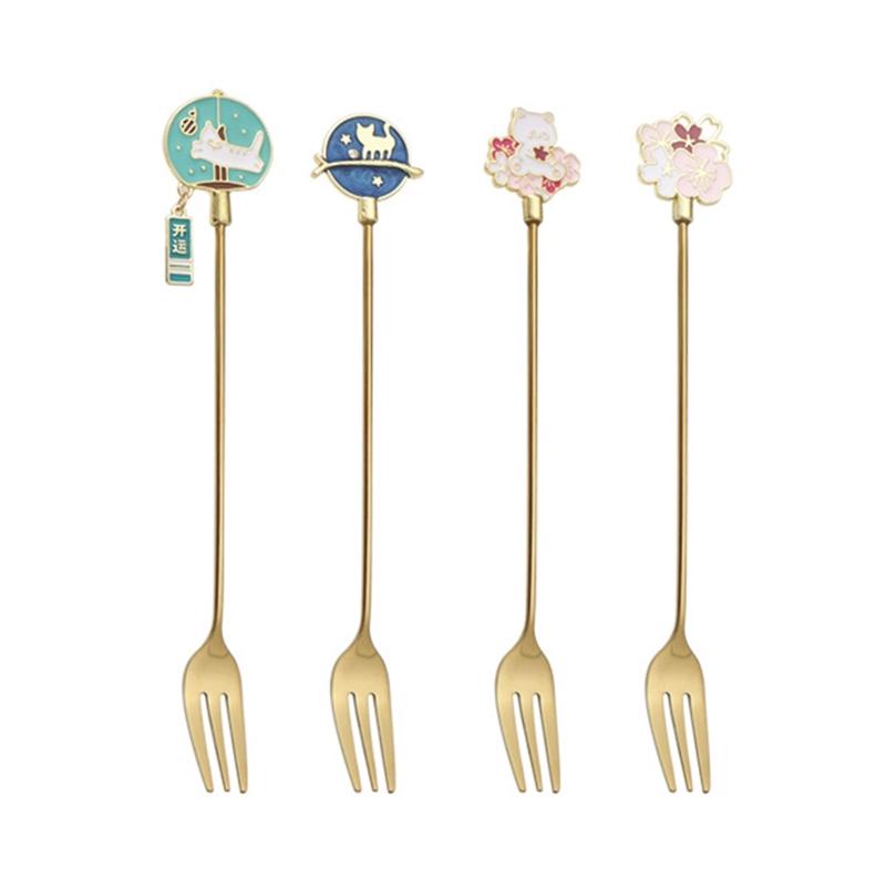 4Pcs Stainless Steel Coffee Dessert Spoon Fork Cats Teaspoon Long Handle Stirring Spoons Ice Cream Mini Spoons Tableware
4Pcs Stainless Steel Coffee Dessert Spoon Fork Cats Teaspoon Long Handle Stirring Spoons Ice Cream Mini Spoons Tableware