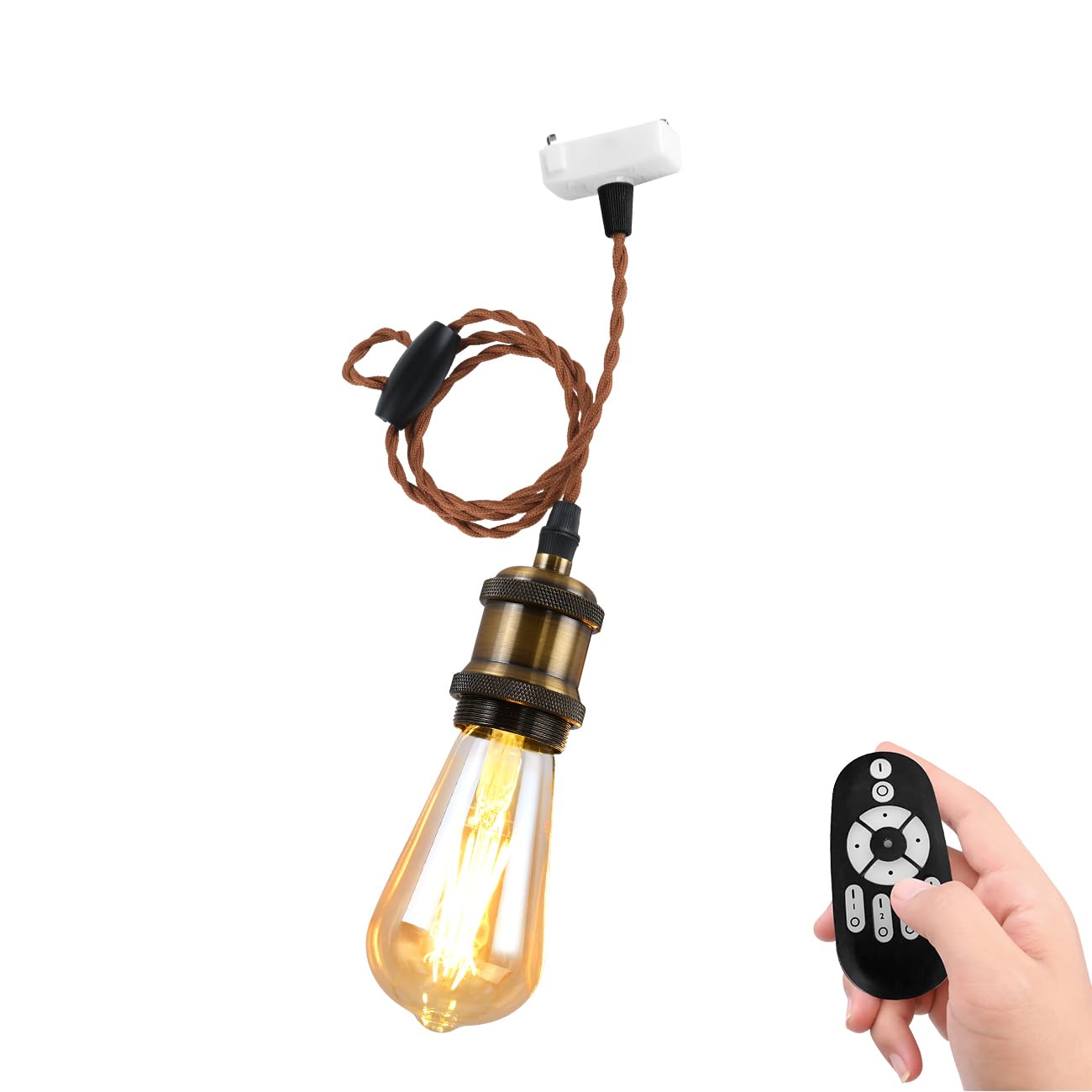 This pendant light for ceiling installation features an E26 base, dimmable and color-adjustable, 6W power consumption (equivalent to a 60W bulb),
This pendant light for ceiling installation features an E26 base, dimmable and color-adjustable, 6W power consumption (equivalent to a 60W bulb),