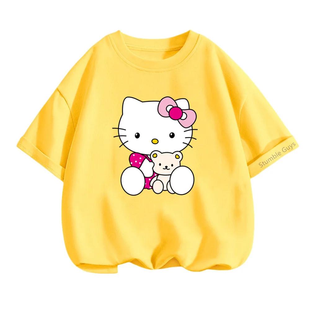 Летняя повседневная одежда Sanrio для мальчиков и девочек, дышащая футболка с аниме Hello Kitty для детей 100
Летняя повседневная одежда Sanrio для мальчиков и девочек, дышащая футболка с аниме Hello Kitty для детей 100