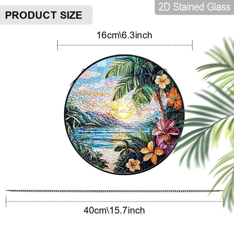 2D Flat Stained Glass Flower Seaside Coconut Tree Window Decoration, 6.3/7.87inches Sunset Colored Glass Plate with Chain, Charming Indoor/Outdoor 6.3inch
2D Flat Stained Glass Flower Seaside Coconut Tree Window Decoration, 6.3/7.87inches Sunset Colored Glass Plate with Chain, Charming Indoor/Outdoor 6.3inch