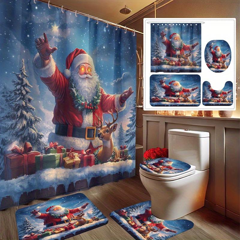 4pcs Christmas Night Scene Printed Shower Curtain Set, includes shower curtain, non-slip mat, toilet lid cover, bath mat, and 90x180cm
4pcs Christmas Night Scene Printed Shower Curtain Set, includes shower curtain, non-slip mat, toilet lid cover, bath mat, and 90x180cm