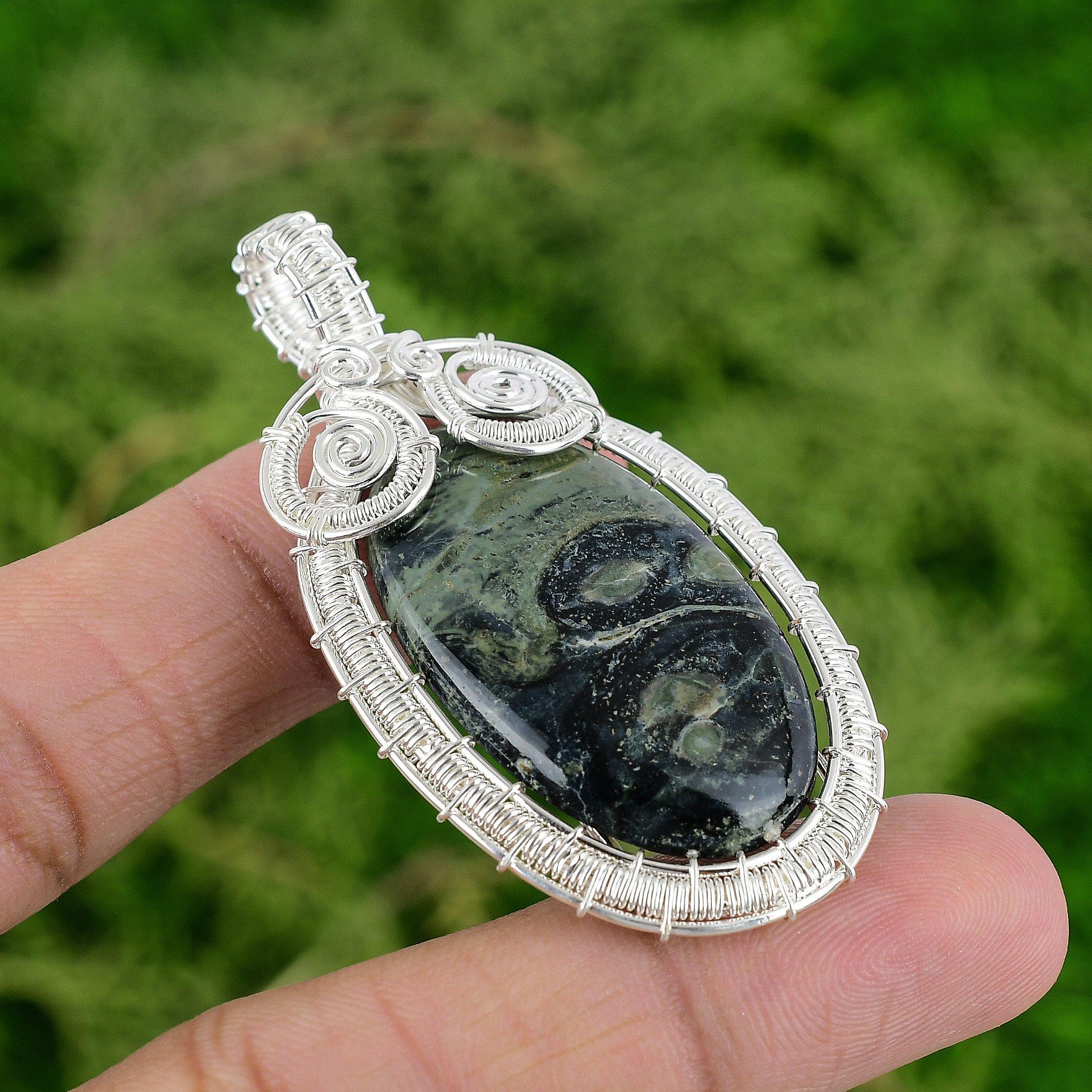 Daughters Day Deal 925 Silver Oval Kambaba Jasper Stone Wire Wrapping Pendant
Daughters Day Deal 925 Silver Oval Kambaba Jasper Stone Wire Wrapping Pendant