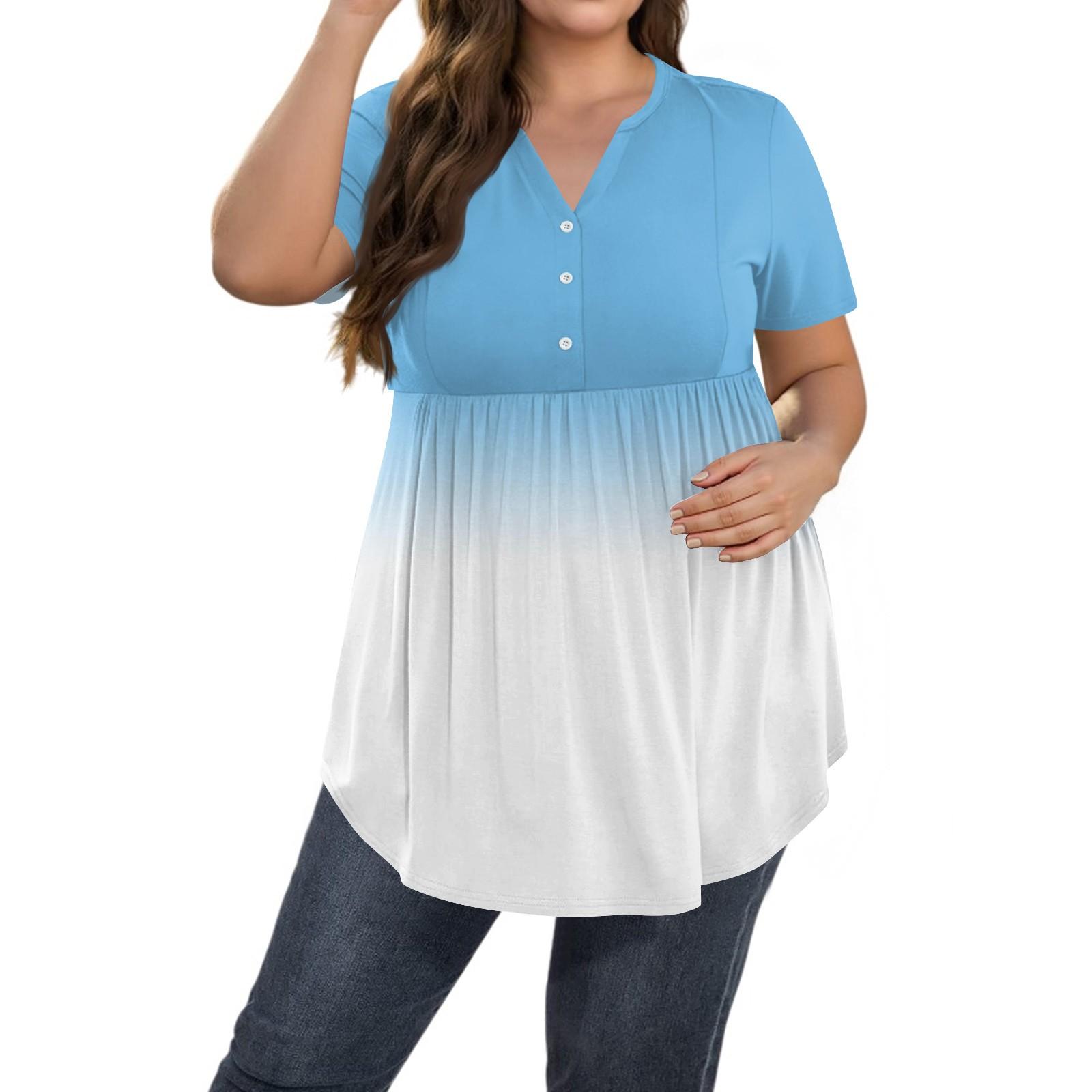 Женский принт Большой размер V-образный вырез Застегивающаяся на пуговицы блузка Повседневная с коротким рукавом Свободная блузка XL небесно-голубой
Женский принт Большой размер V-образный вырез Застегивающаяся на пуговицы блузка Повседневная с коротким рукавом Свободная блузка XL небесно-голубой