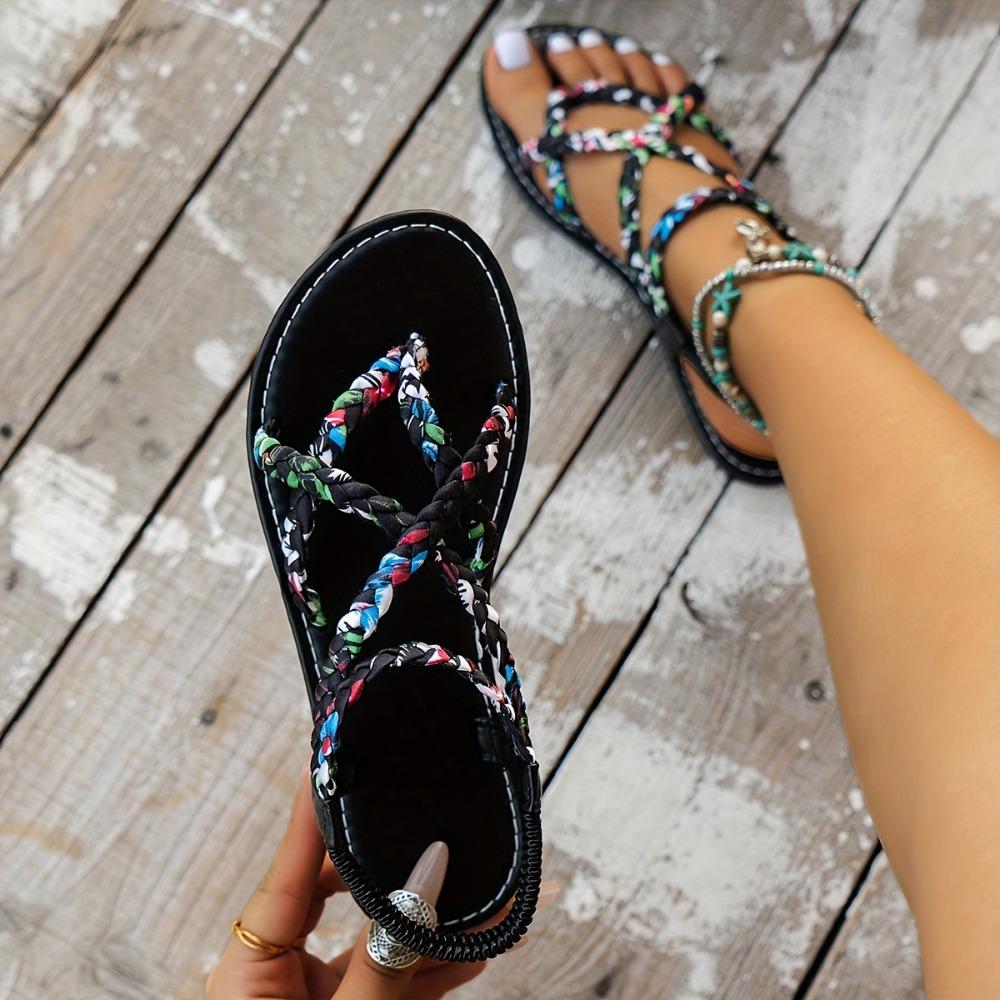 Women S Fashionable Bohemian Braided Strap Sandals with Floral Pattern, Elastic Fit, Open Toe Design, Flat Heel, Canvas Upper & Inner, Rubber Sole 43 чорний
Women S Fashionable Bohemian Braided Strap Sandals with Floral Pattern, Elastic Fit, Open Toe Design, Flat Heel, Canvas Upper & Inner, Rubber Sole 43 чорний