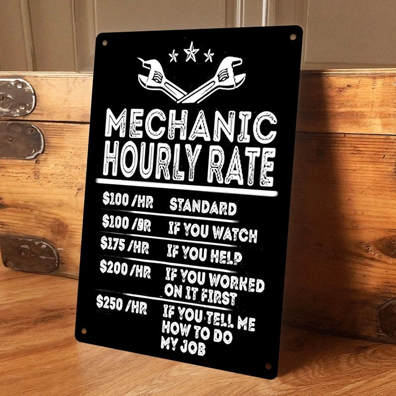 1 item: Funny tinplate wall hanging for car repair shops; humorous slogans about mechanic hourly rates; decorative wall painting (as the picture,20x30cm)
1 item: Funny tinplate wall hanging for car repair shops; humorous slogans about mechanic hourly rates; decorative wall painting (as the picture,20x30cm)