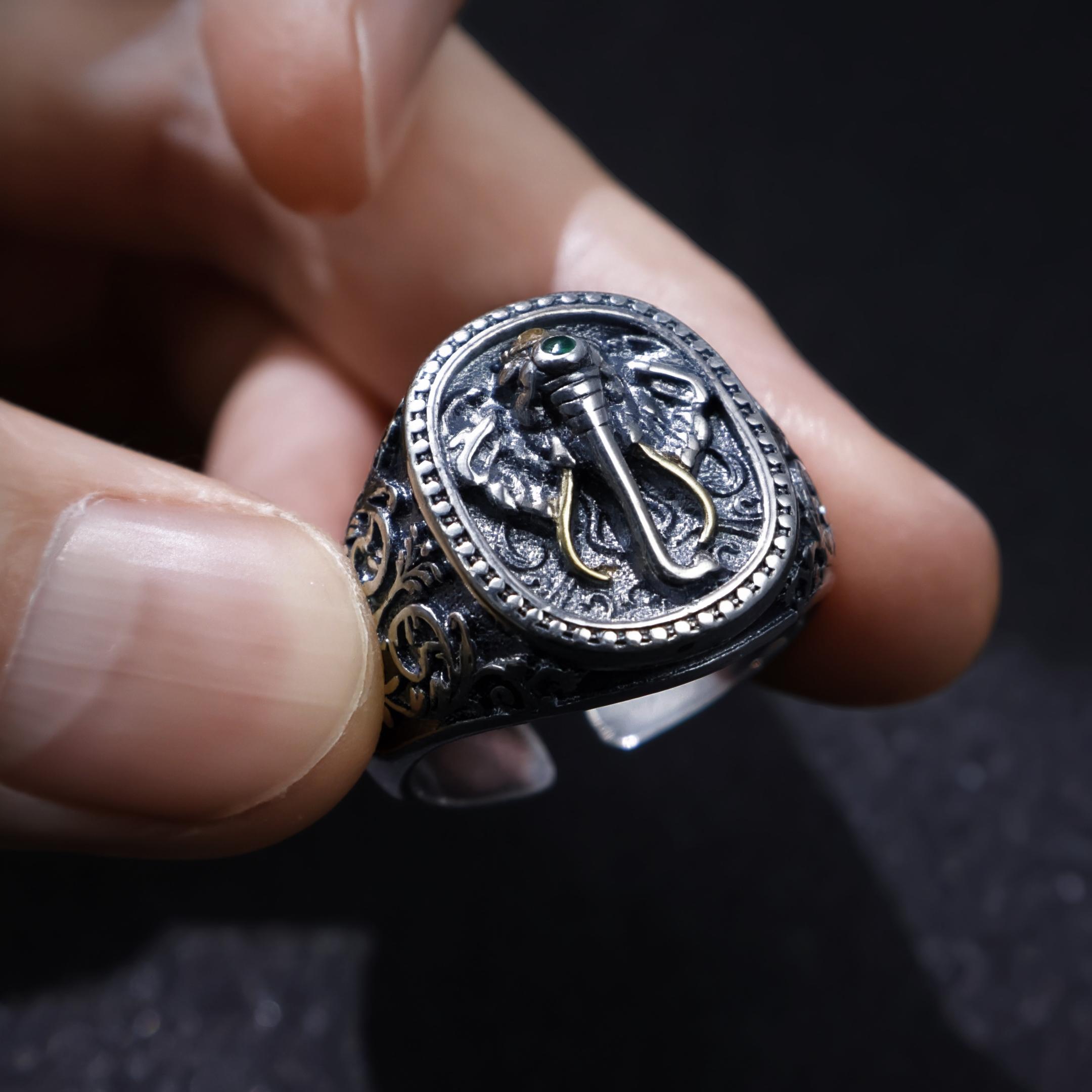 Retro Ganesha Elephant God Adjustable Open Ring For Men Gothic Punk Edgy Silver-plated Copper Bikers Accessories Gift 9-11
Retro Ganesha Elephant God Adjustable Open Ring For Men Gothic Punk Edgy Silver-plated Copper Bikers Accessories Gift 9-11