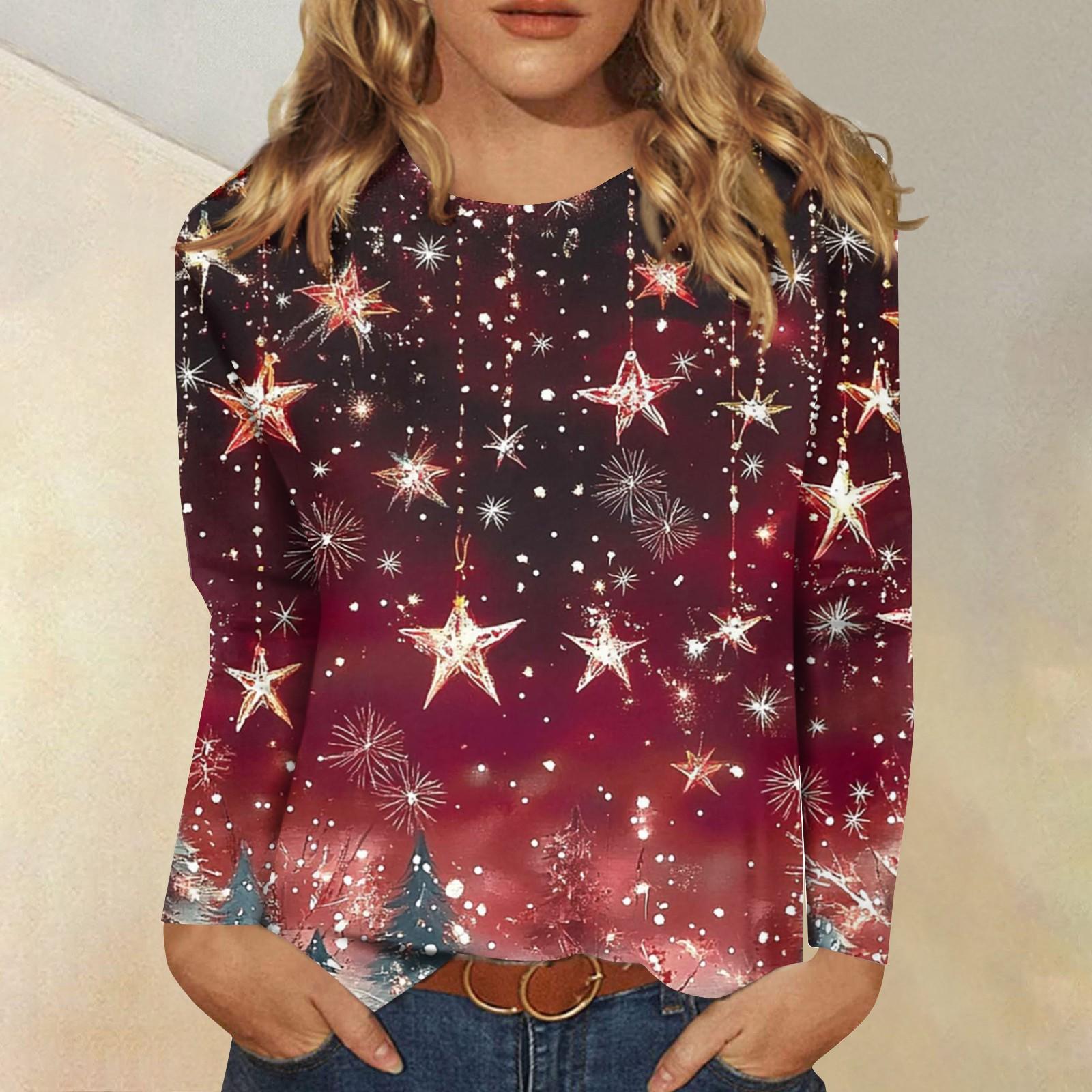 Жіноча модна повсякденна футболка з різдвяним принтом і круглим вирізом з довгим рукавом M Кіновар
Жіноча модна повсякденна футболка з різдвяним принтом і круглим вирізом з довгим рукавом M Кіновар