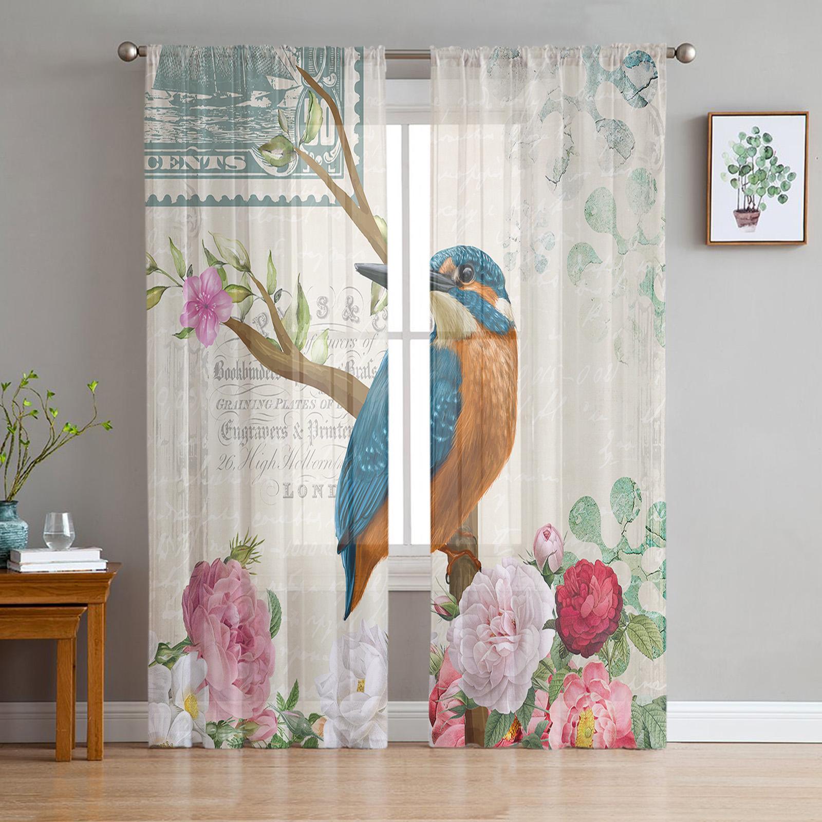 Vintage Flowers Bird Sheer Curtains for Living Room Decoration Window Curtains for Kitchen Tulle Voile Organza Curtains W135 x H245cm x1
Vintage Flowers Bird Sheer Curtains for Living Room Decoration Window Curtains for Kitchen Tulle Voile Organza Curtains W135 x H245cm x1