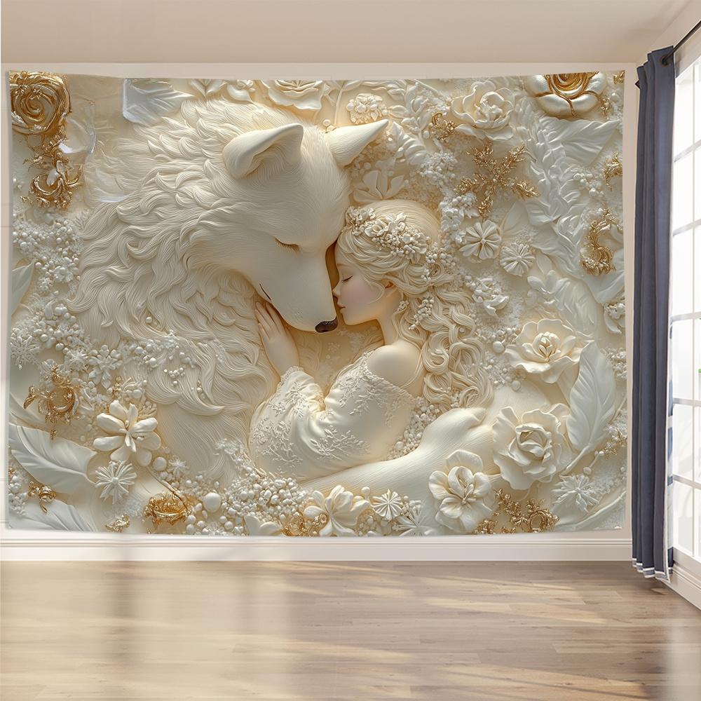 Elegant White Wolf and Fairy Tapestry Perfect for Adding Romantic and Fantasy Style to Any Room Decor Ideal for Home Use 74x94cm(29x37in)
Elegant White Wolf and Fairy Tapestry Perfect for Adding Romantic and Fantasy Style to Any Room Decor Ideal for Home Use 74x94cm(29x37in)