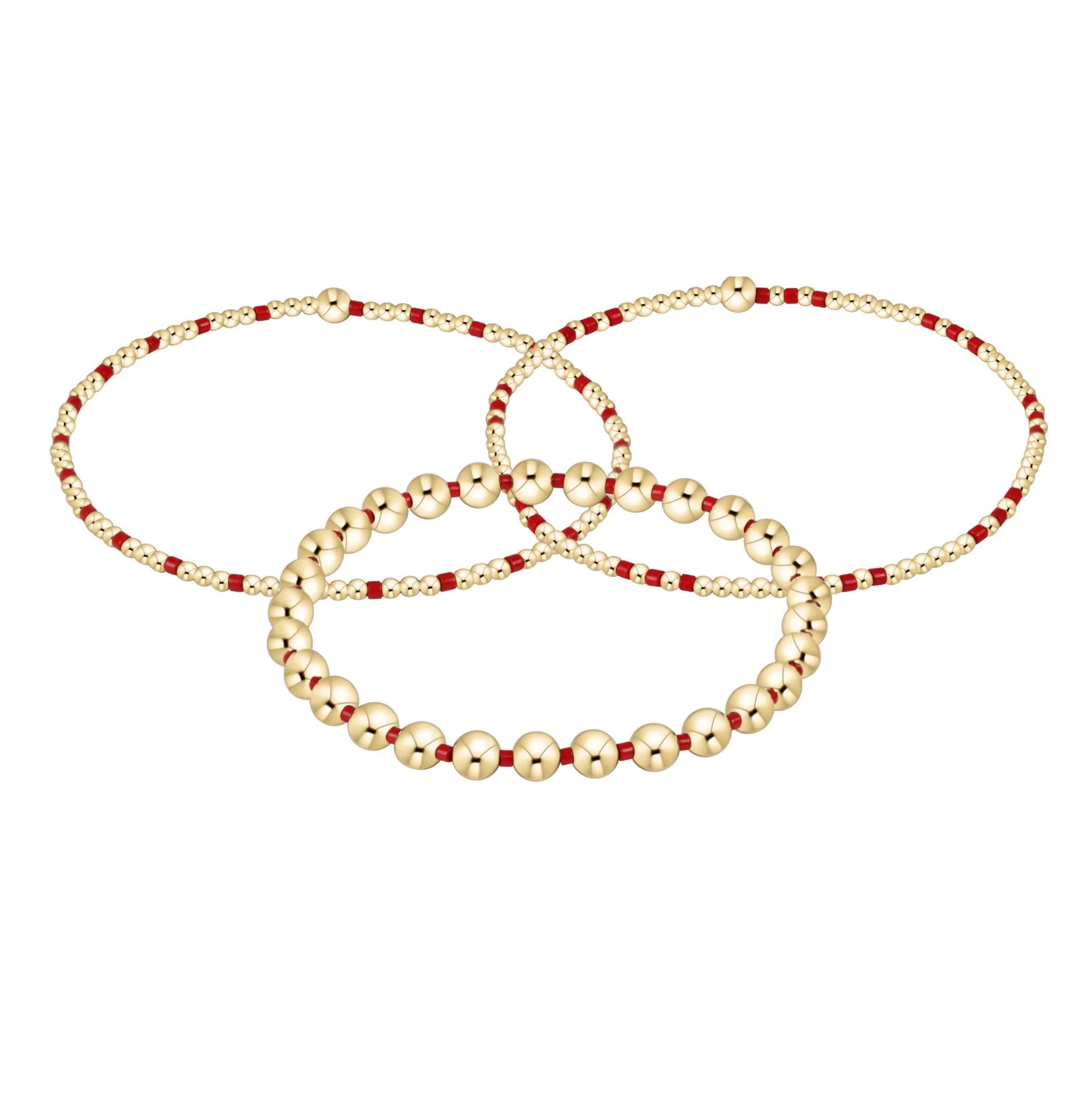 Vlen 3Pcs 18K Gold Plated Beaded Bracelet Set Red/Black/White/Blue Elastic Stackable Ball Bead Stretch Bracelets for Women Gifts
Vlen 3Pcs 18K Gold Plated Beaded Bracelet Set Red/Black/White/Blue Elastic Stackable Ball Bead Stretch Bracelets for Women Gifts