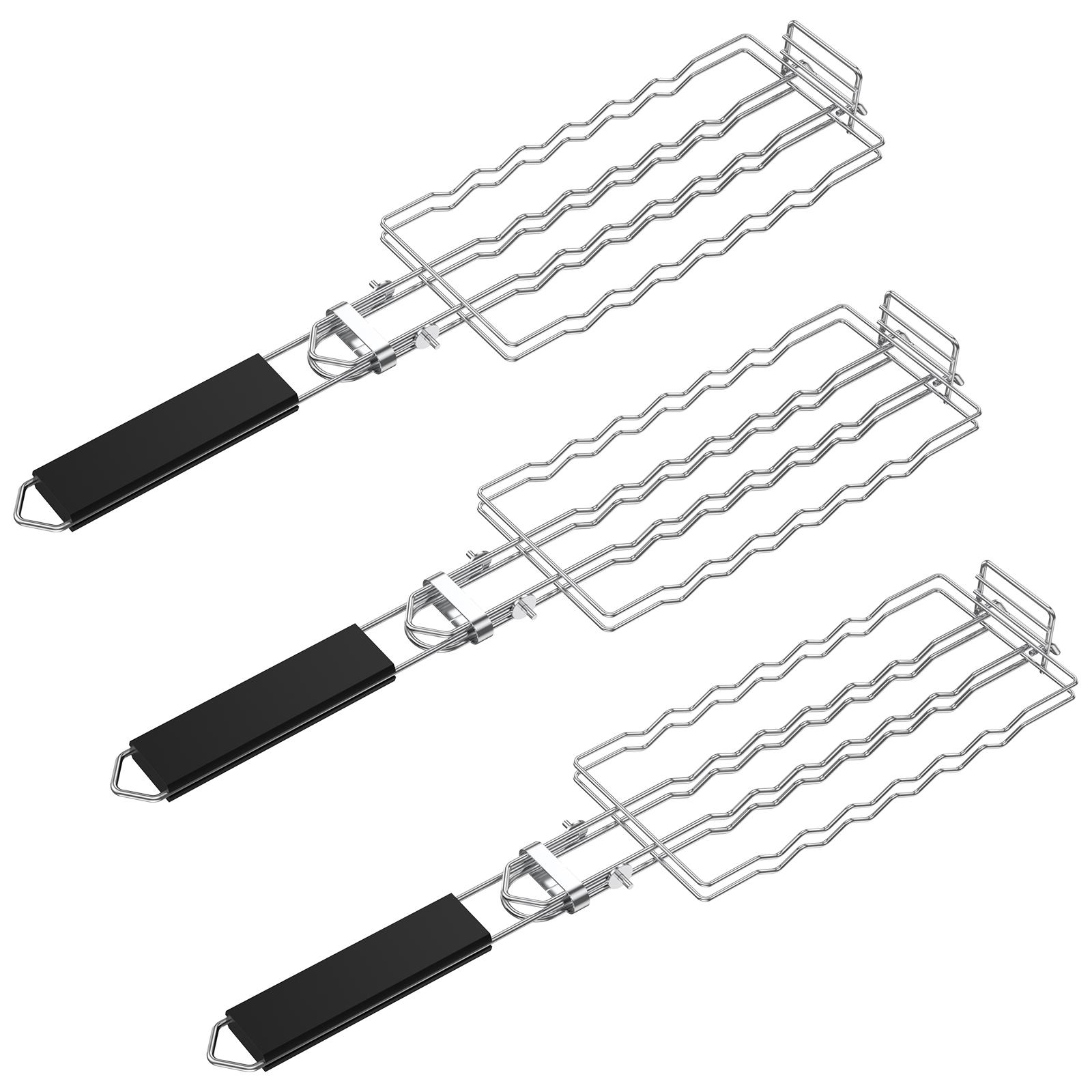 3 Pcs Stainless Steel Hot Dog Holder for Grilling Easy to Store Hotdog BBQ Basket with Removable Wood Handle for BBQ Camping
3 Pcs Stainless Steel Hot Dog Holder for Grilling Easy to Store Hotdog BBQ Basket with Removable Wood Handle for BBQ Camping