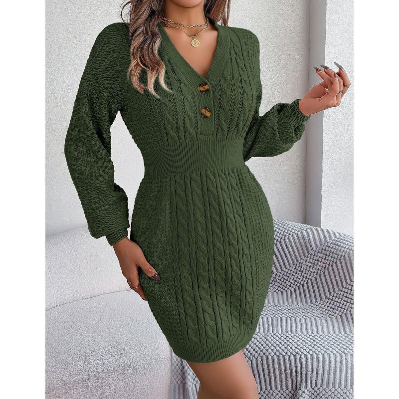 Женское осенне-зимнее платье-свитер с рукавами-фонариками и пуговицами на бедрах L армия зеленый
Женское осенне-зимнее платье-свитер с рукавами-фонариками и пуговицами на бедрах L армия зеленый