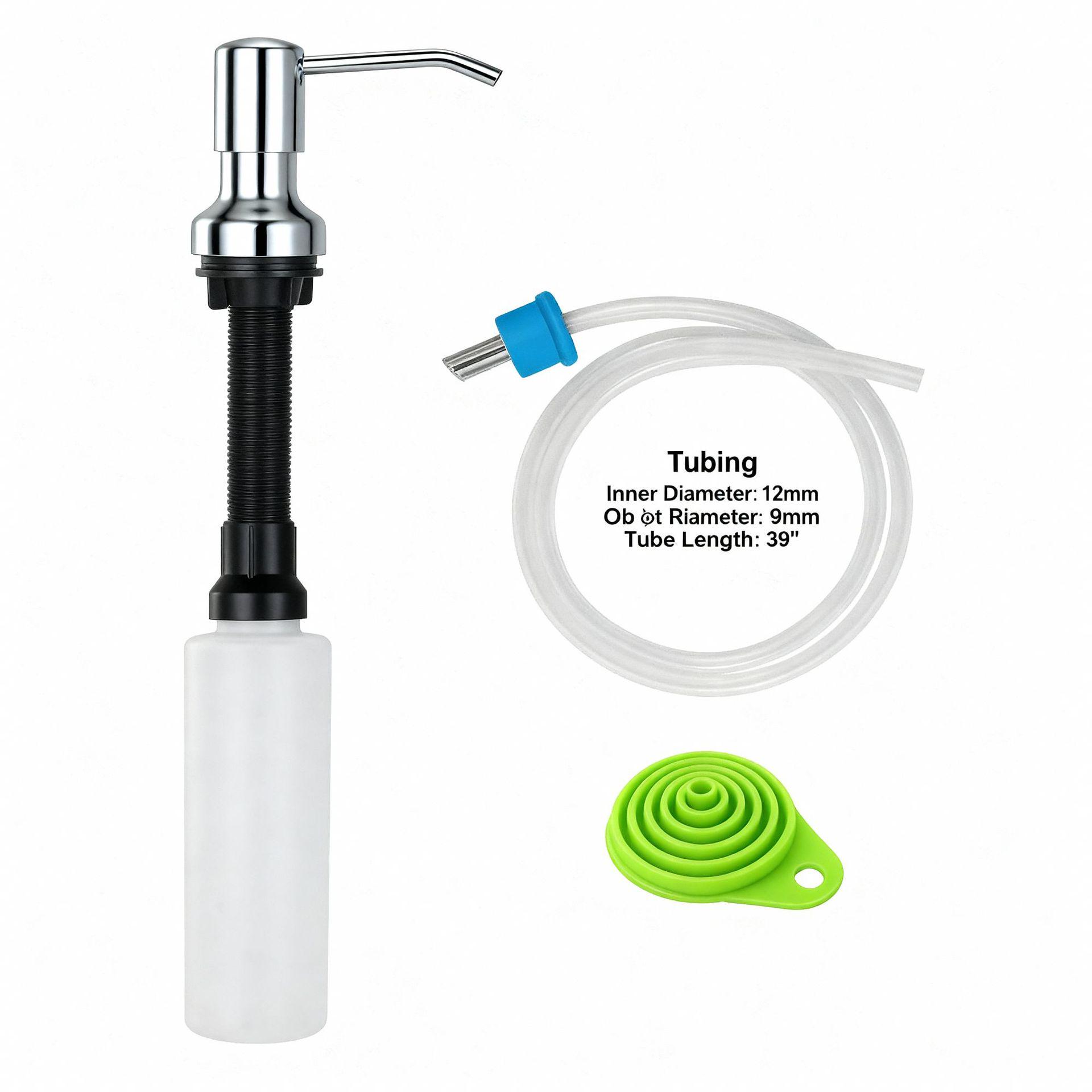 Stainless Steel Press Sink Soap Dispenser with 1.2m Hose & 500ml Bottle
Stainless Steel Press Sink Soap Dispenser with 1.2m Hose & 500ml Bottle