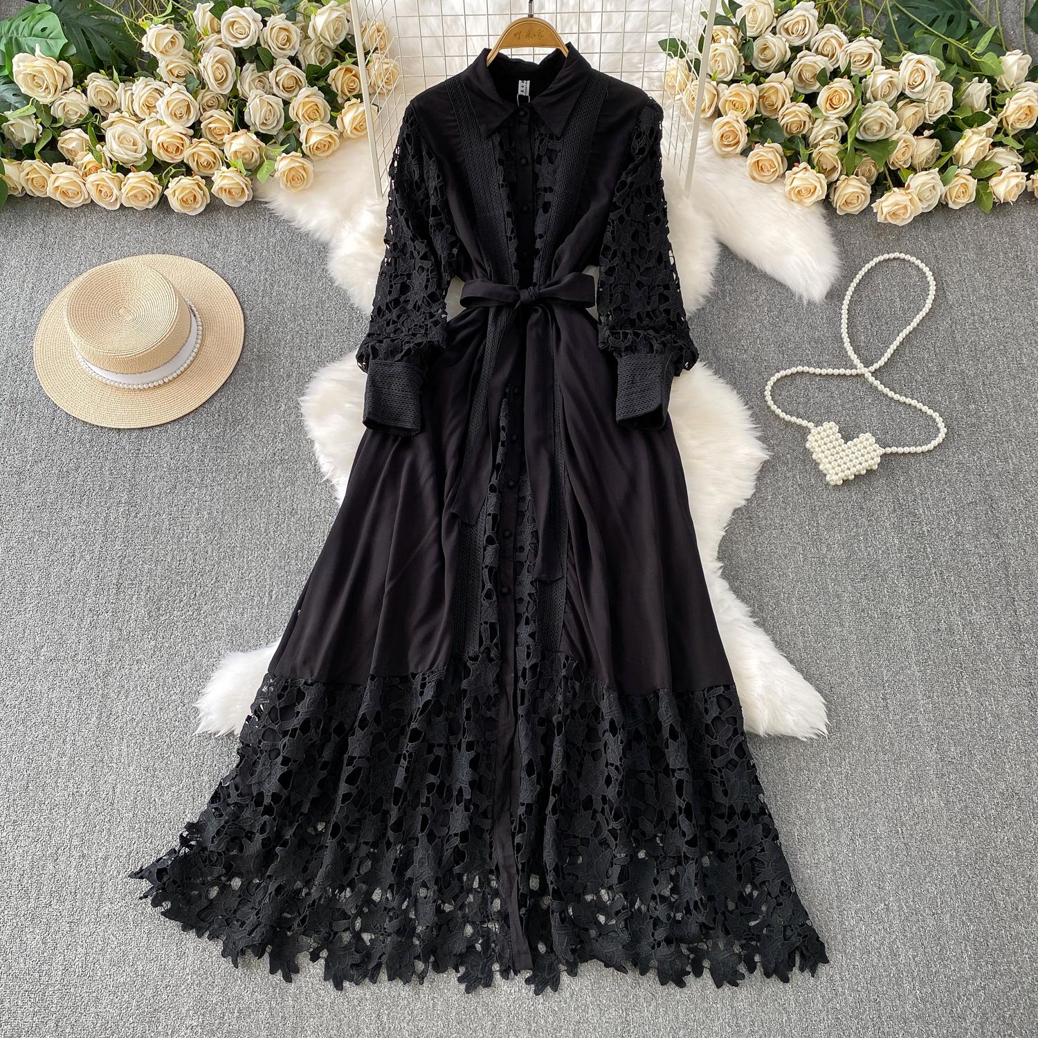 Французский шик Однобортное кружевное приталенное платье феи Летние пляжные платья с акцентом на талии Женская одежда One Size чёрный
Французский шик Однобортное кружевное приталенное платье феи Летние пляжные платья с акцентом на талии Женская одежда One Size чёрный