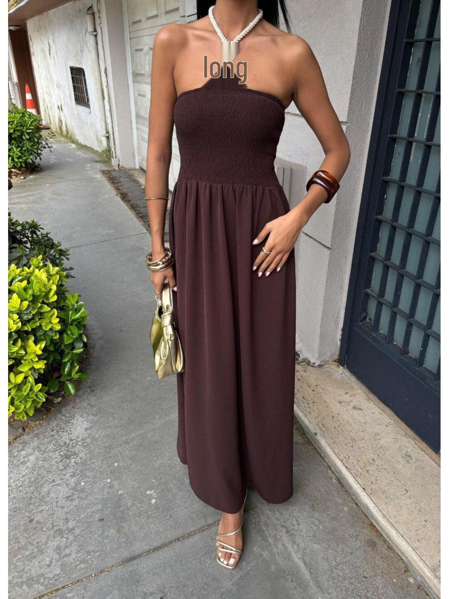 2025 New Summer Solid Color One-Shoulder Waist-Cinched Long Dress for Women XXL кавовий
2025 New Summer Solid Color One-Shoulder Waist-Cinched Long Dress for Women XXL кавовий