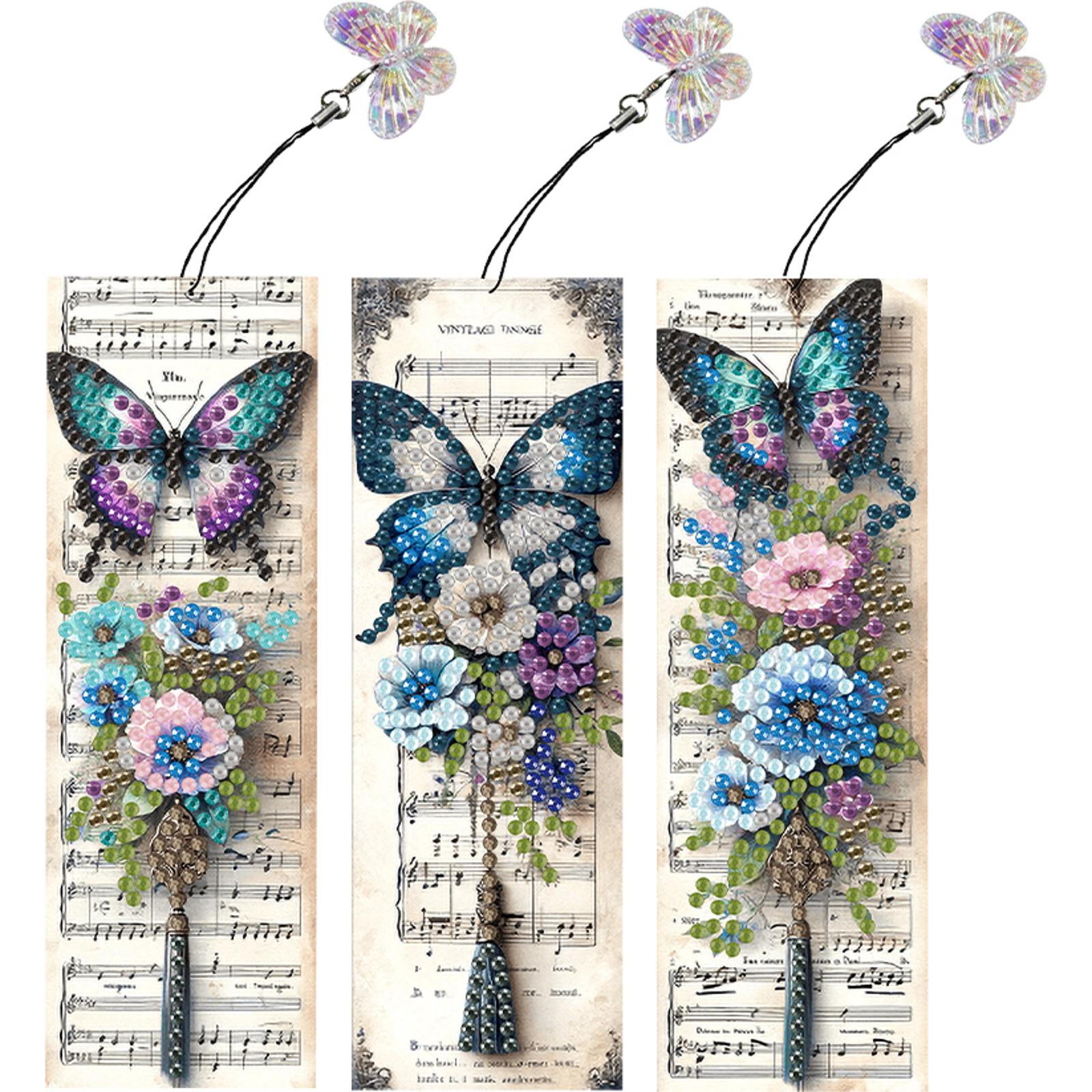 3Pcs Special Shape Butterflies and Flowers 5D DIY Diamond Painting Bookmark Diamond Painting Bookmark Making Kit for Book Lovers
3Pcs Special Shape Butterflies and Flowers 5D DIY Diamond Painting Bookmark Diamond Painting Bookmark Making Kit for Book Lovers