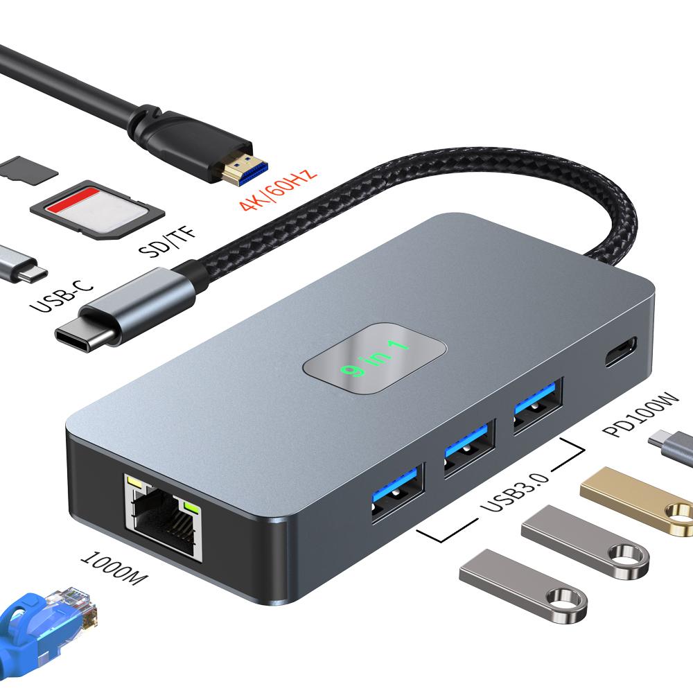 2318 Type-C Hub with 3xUSB 3.0+HD Video Output+2xCard Readers+PD 100W+RJ45 Ethernet+USB-C Data Converter As Shown A
2318 Type-C Hub with 3xUSB 3.0+HD Video Output+2xCard Readers+PD 100W+RJ45 Ethernet+USB-C Data Converter As Shown A